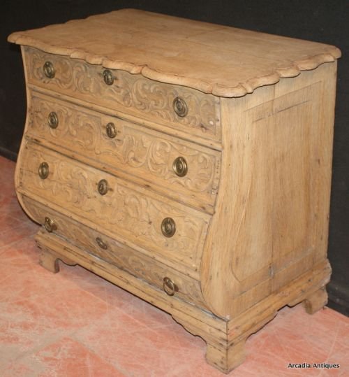 Carved and Bleached Oak Commode