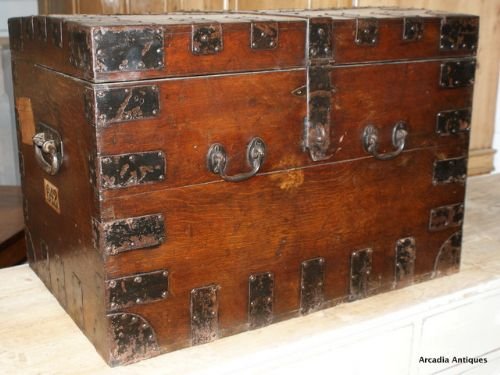 Oak and Metal Bound Chest