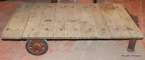 Bleached Oak Industrial Trolley / Coffee Table