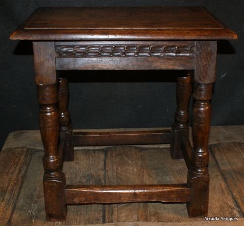 Carved Oak Joint Stool