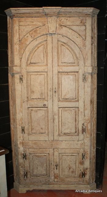 Architectural Pine Corner Cupboard