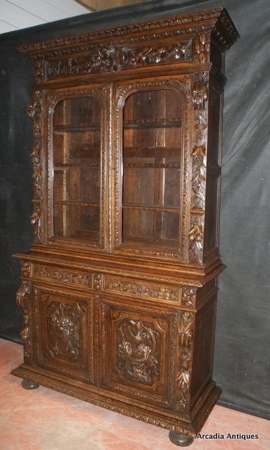 Antique Carved Hunts Cupboard