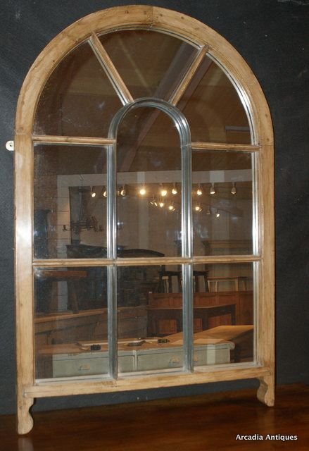 Antique Pine Window Mirror