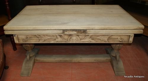 Carved Bleached Oak Table / Desk