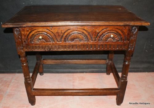 Carved Oak Side Table
