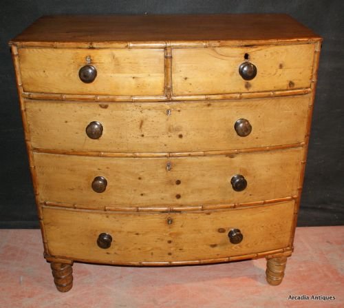 Rare Faux Bamboo Bow-front Chest of Drawers