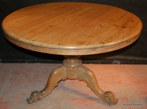 Antique Pine Tripod Centre Table