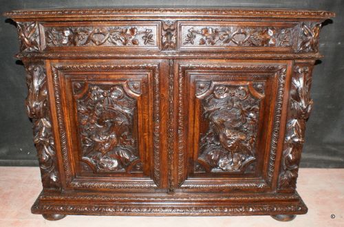 Carved Oak Hunt Buffet