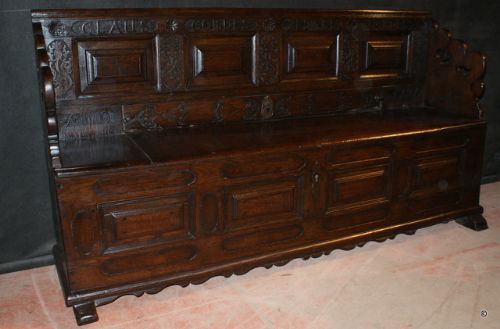 Carved Italian Settle Bench