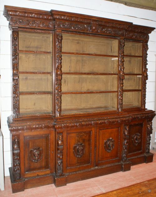Impressive Carved Library Bookcase