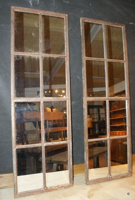 Pair of Narrow Iron Mirrors