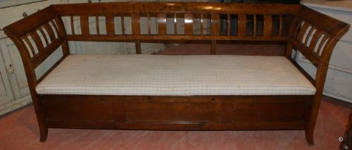 Fruitwood and Pine Box Settle