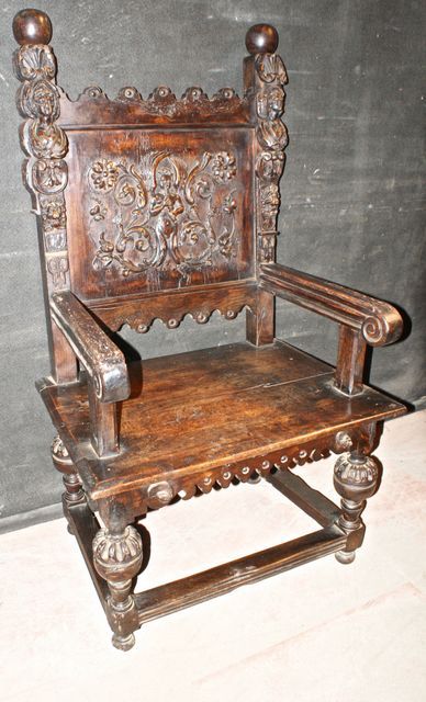 Oak & Walnut Throne Chair