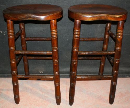 Pair of Saddle Seat Bar Stools