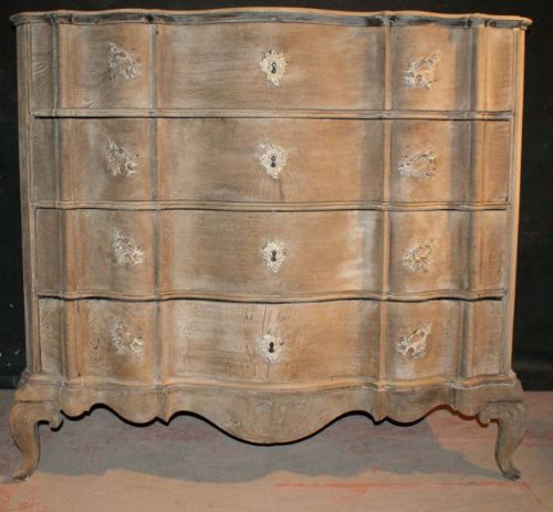Bleached Oak Serpentine Commode