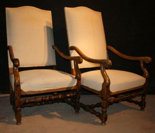 French Elm & Fruitwood Arm Chairs