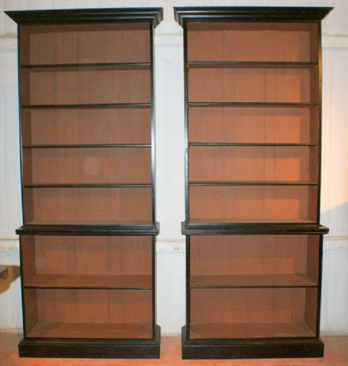 Pair of Ebonized Bookcases