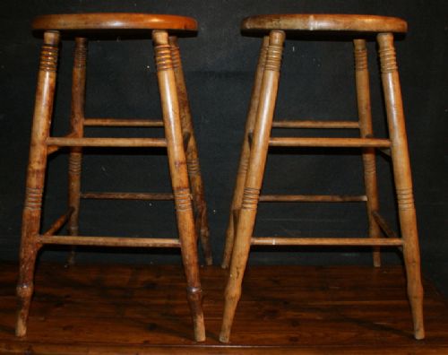 Pair of Fruitwood Bar Stools