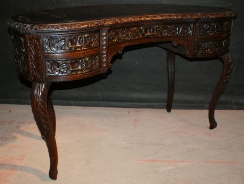 Victorian Carved Oak Desk