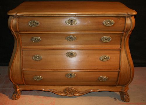 Antique Fruitwood Bombe Commode