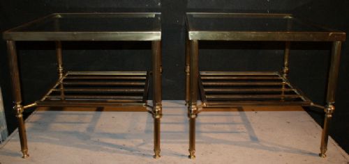 Pair of Brass and Glass End Tables