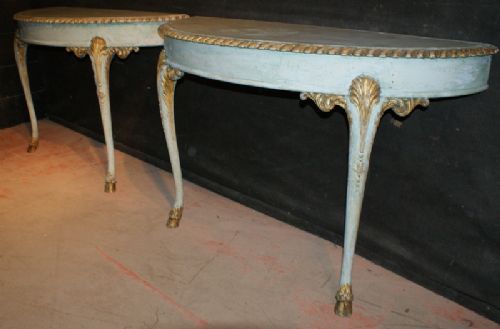 Pair French Demilune Tables