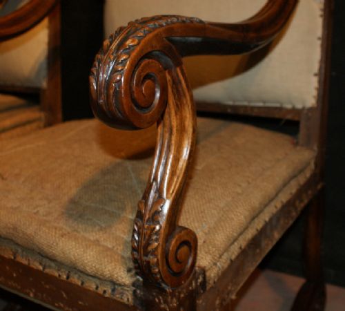 Pair of Walnut Armchairs.