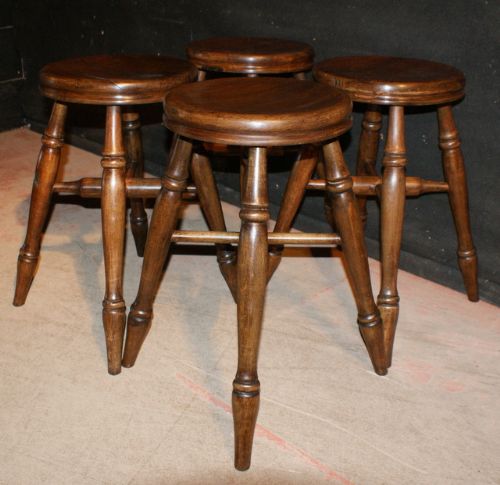 Set of 4 Elm Stools