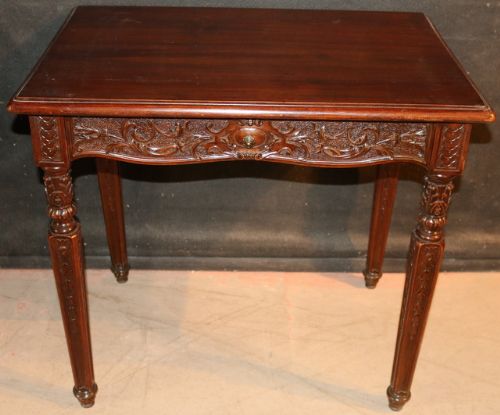 Carved Walnut Lamp Table