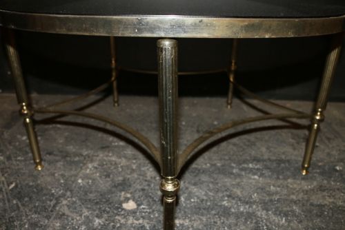 Circular Brass and Glass Low Table