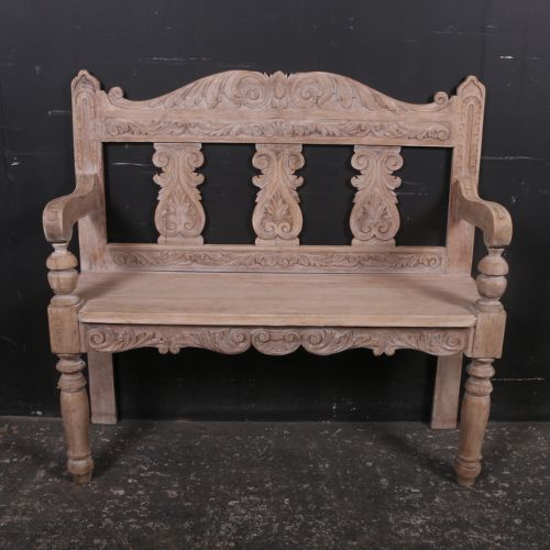 Carved Oak Bench