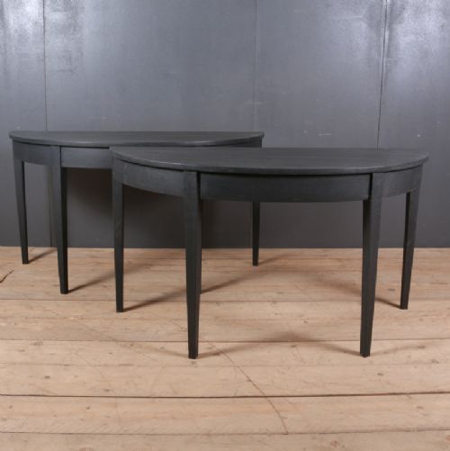 Pair of English Demi-lune Console Tables