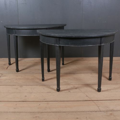 Pair of English Demi-lune Console Tables