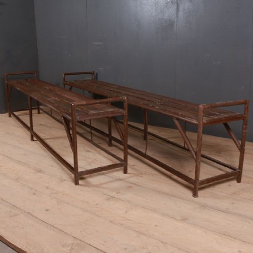 Pair of Industrial French Metal Benches