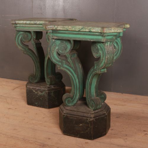 A Pair of Italian Original Painted Console Tables