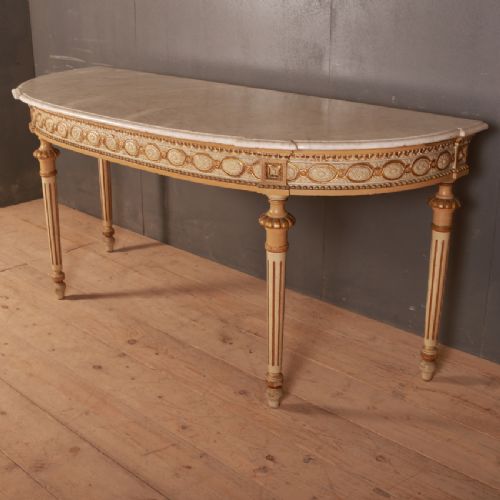 French Original Painted Bowed Console Table