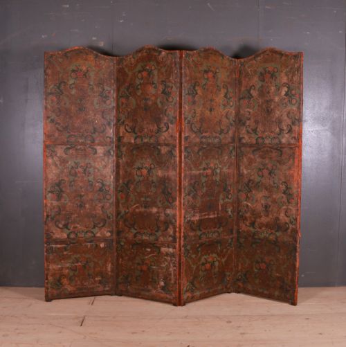 Italian Painted Leather Screen