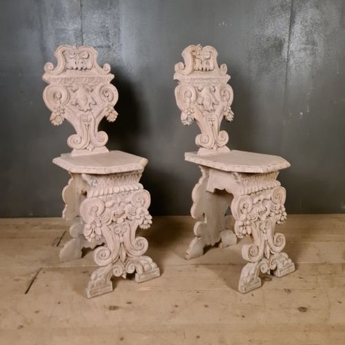 Italian Carved Oak Chairs