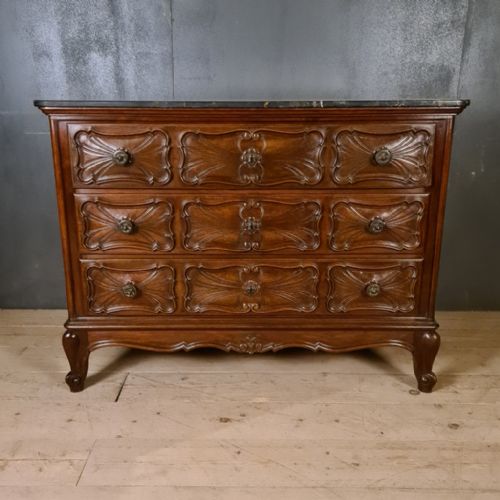 French Walnut Commode with Marble Top