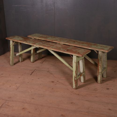 Pair of French Original Painted Benches