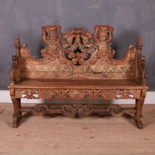Italian Carved Pine Settle