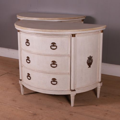 Pair of Marble Top Side Cabinets / Consoles