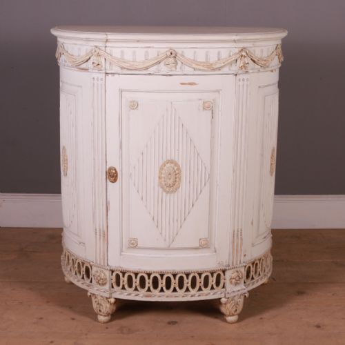 Swedish Carved Demi Lune Side Cabinet