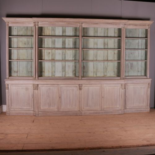 Bleached Oak Breakfront Library Bookcase