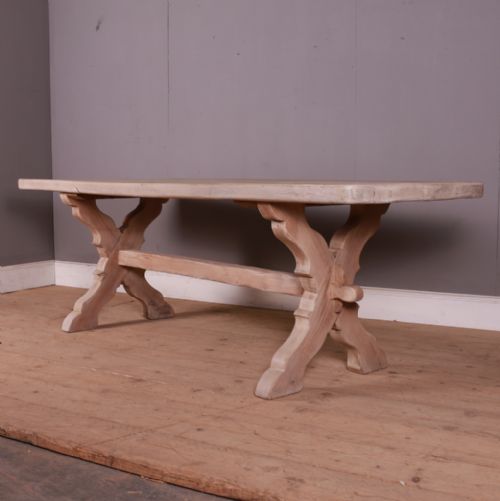 French Bleached Oak Trestle Table