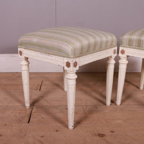 PAIR OF SWEDISH CARVED STOOLS - ADDITIONAL PHOTO 1