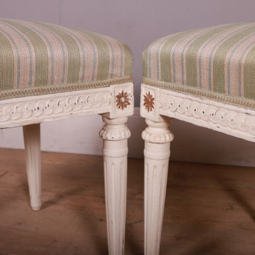 PAIR OF SWEDISH CARVED STOOLS - ADDITIONAL PHOTO 2