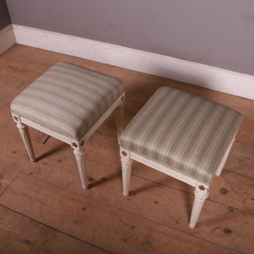 PAIR OF SWEDISH CARVED STOOLS - ADDITIONAL PHOTO 4