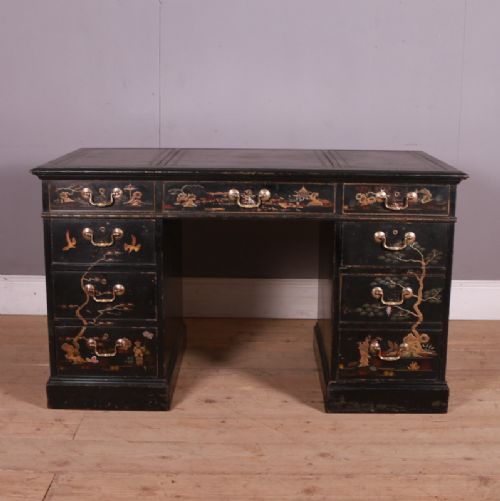 English Chinoiserie Pedestal Desk