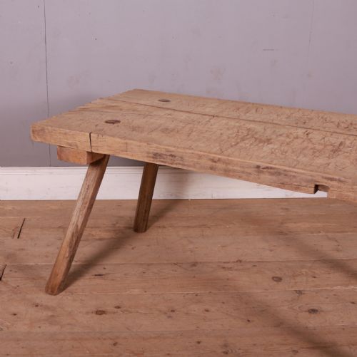 FRENCH SCRUBBED SYCAMORE AND ELM TRESTLE TABLE - ADDITIONAL PHOTO 1